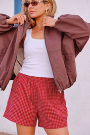 Mila Short Textured Red Check