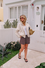 Mila Short Textured Chocolate Check