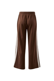Gigi Wide Leg Terry Trackpant Chocolate Side Stripe