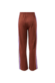 Gigi Wide Leg Terry Trackpant Burnt Toffee Orchid Side Stripe