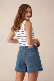 ESTHER DENIM PATCH POCKET SHORT/FRESH INDIGO