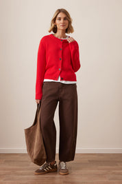Nelly Long Sleeve Knit Cardi Fiery Red