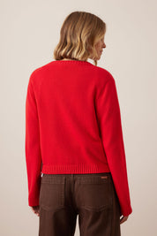 Nelly Long Sleeve Knit Cardi Fiery Red