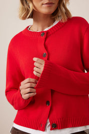 Nelly Long Sleeve Knit Cardi Fiery Red