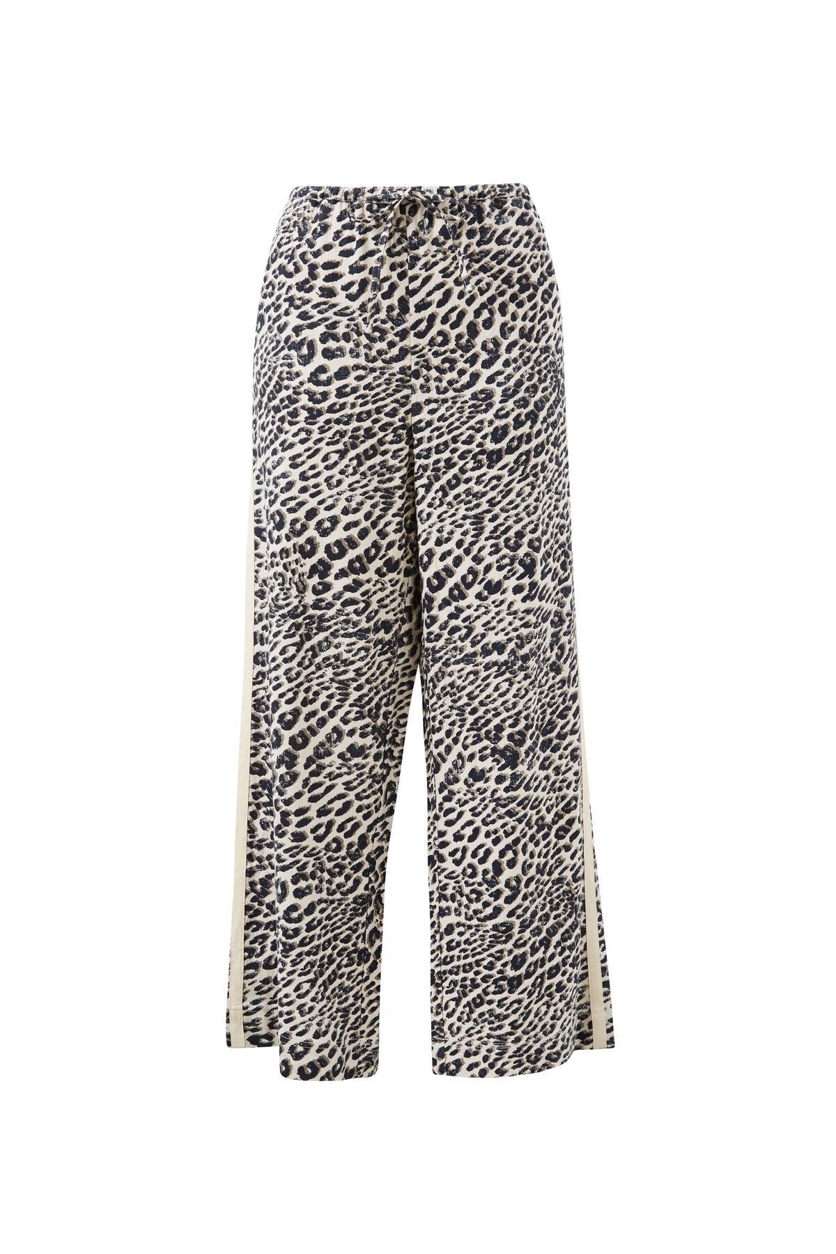 RELAXED DRAWSTRING PANT/LEOPARD LINEN BLEND