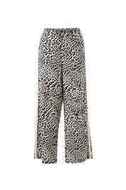 RELAXED DRAWSTRING PANT/LEOPARD LINEN BLEND