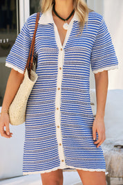 NALA STRIPE KNIT MINI DRESS/SUMMER BLUE STRIPE