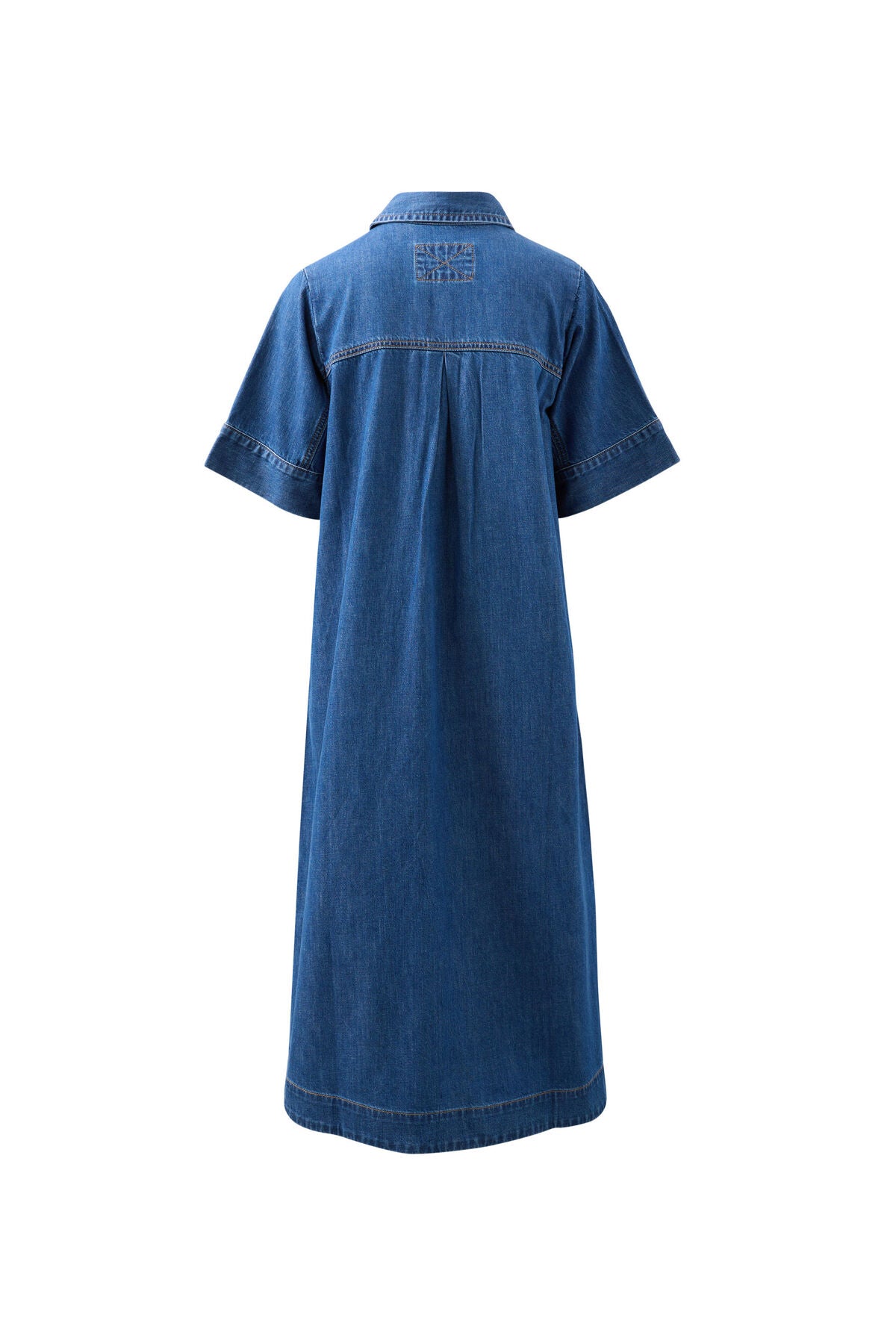 SHORT SLEEVE YOKE DETAIL MIDI DRESS/FRESH INDIGO