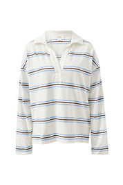 Shelby Slouchy Rugby Top Vanilla Brunette Brown Stripe