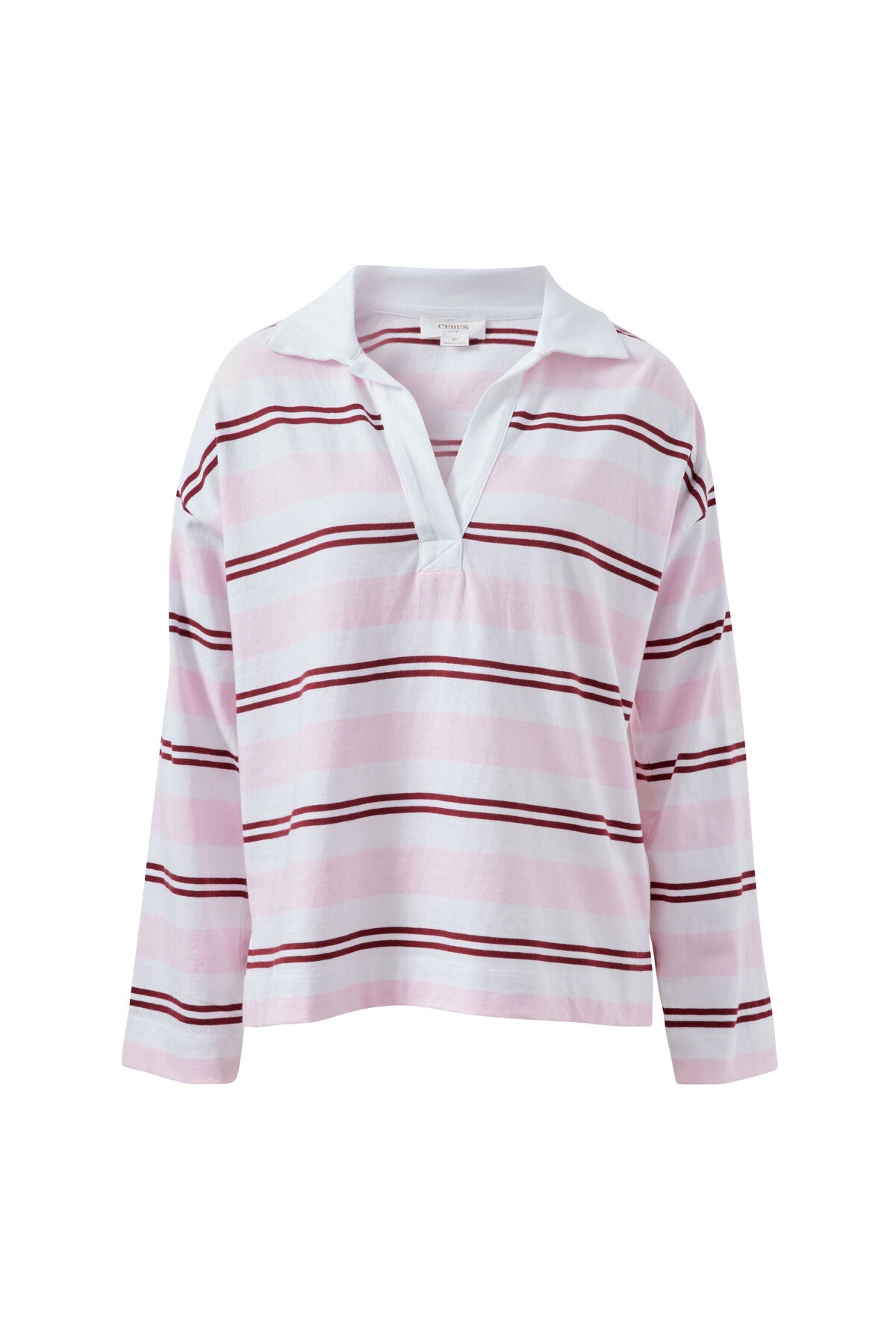 Shelby Slouchy Rugby Top//Sunfaded Pink/Mulberry Stripe