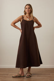 Remy Strappy Midi Dress Chocolate
