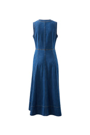 HAZEL SLEEVELESS MIDI SHIRT DRESS/CASPIAN BLUE