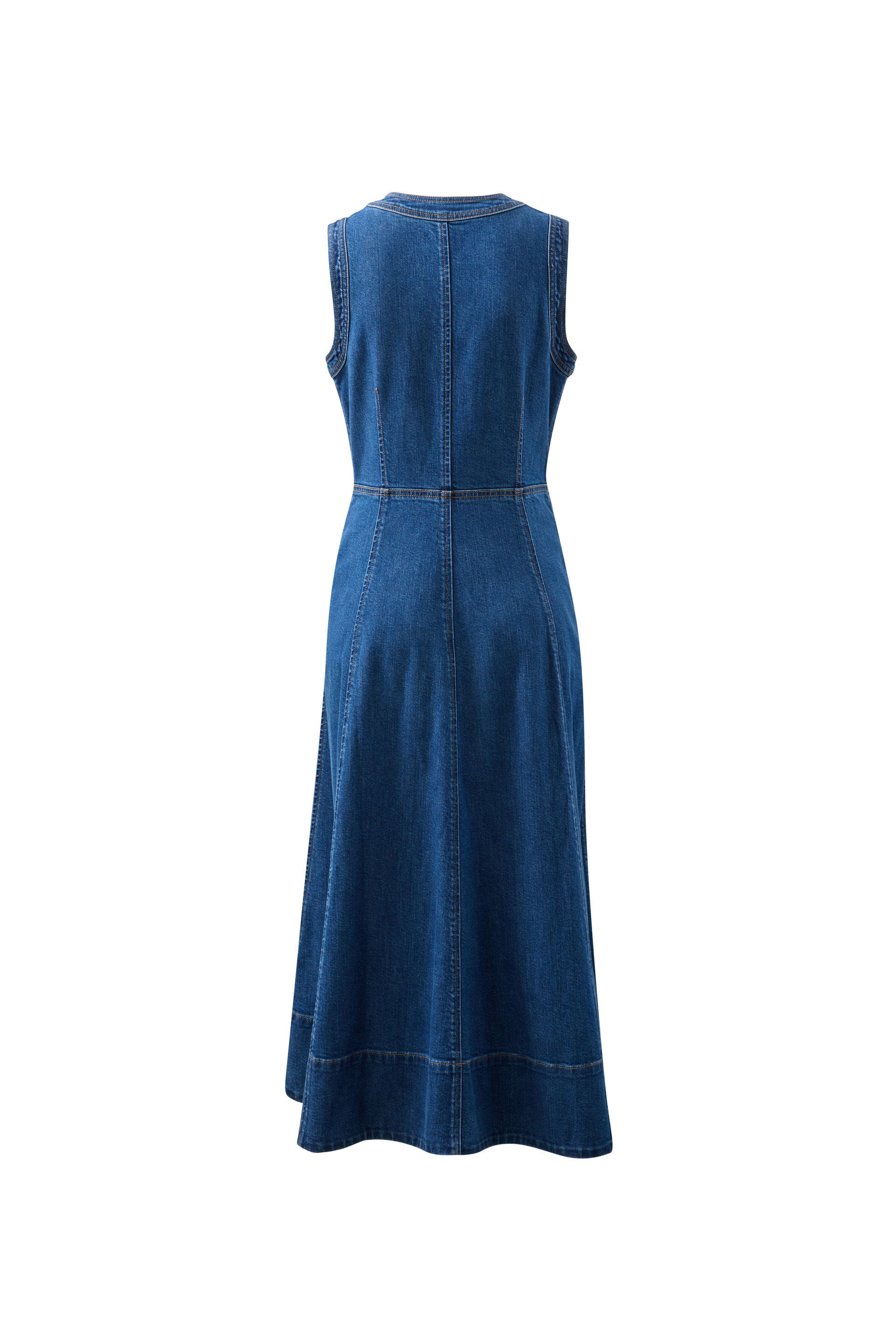 HAZEL SLEEVELESS MIDI SHIRT DRESS/CASPIAN BLUE