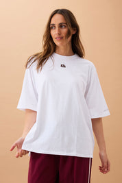 LIV OVERSIZED TEE/WHITE /CHOC CL EMBROIDERY
