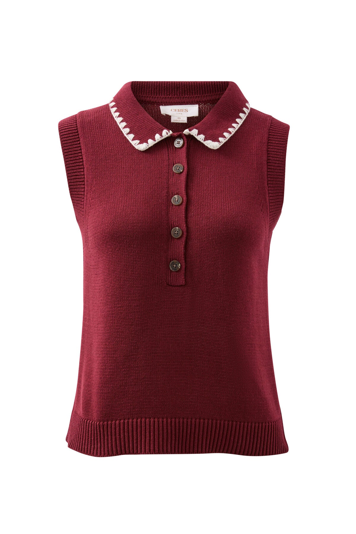 CORA COLLARED BUTTON KNIT/POMEGRANATE