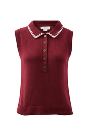 CORA COLLARED BUTTON KNIT/POMEGRANATE