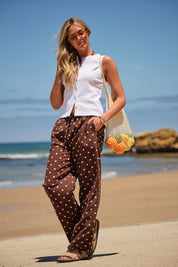 Resort Pant Choc Polka Dot