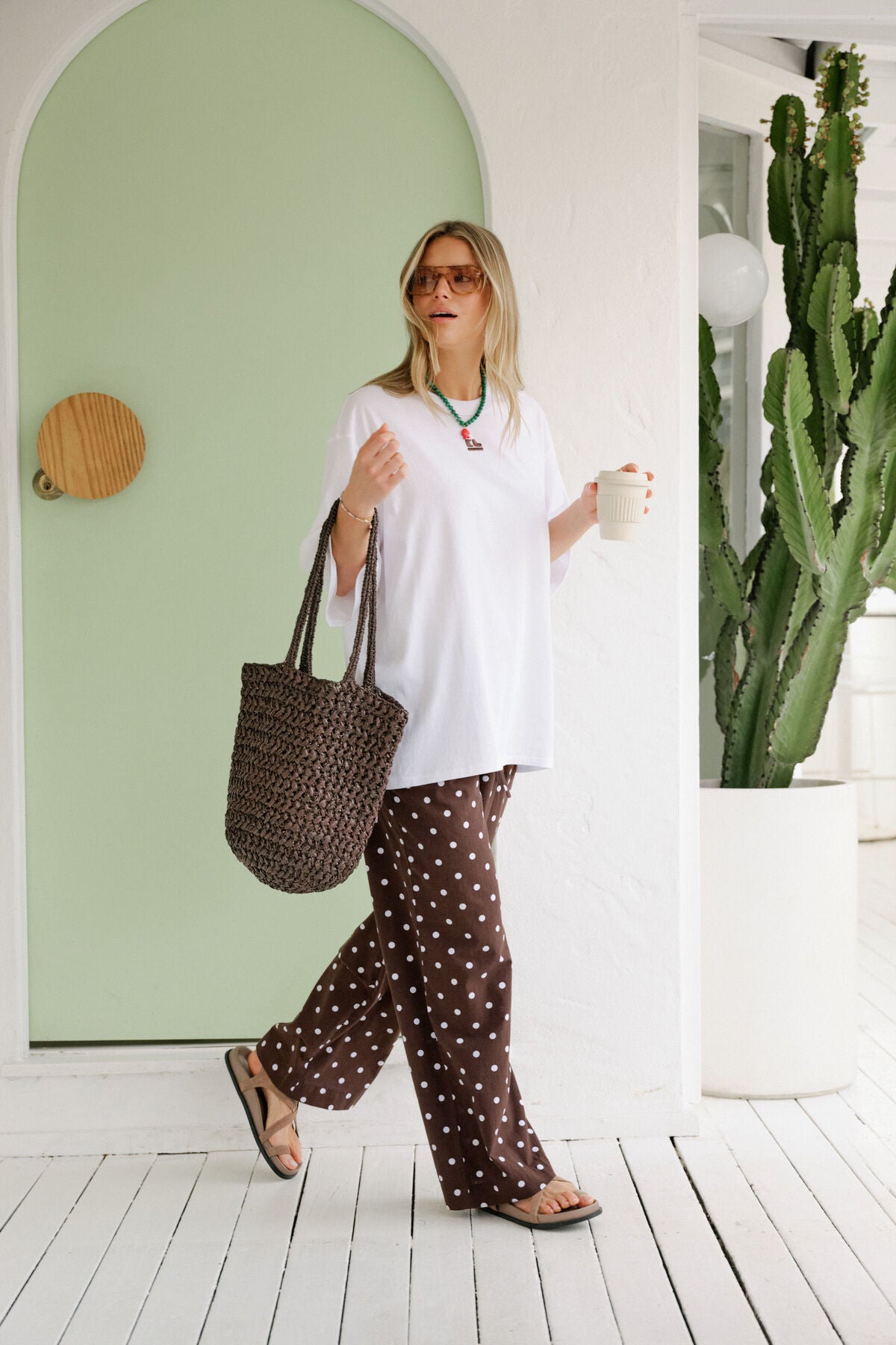 Resort Pant Choc Polka Dot