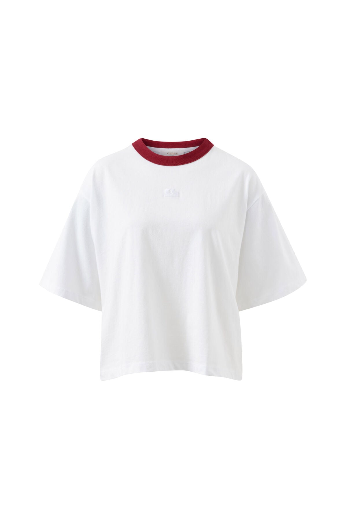 Phoebe Premium Tee White Burgundy