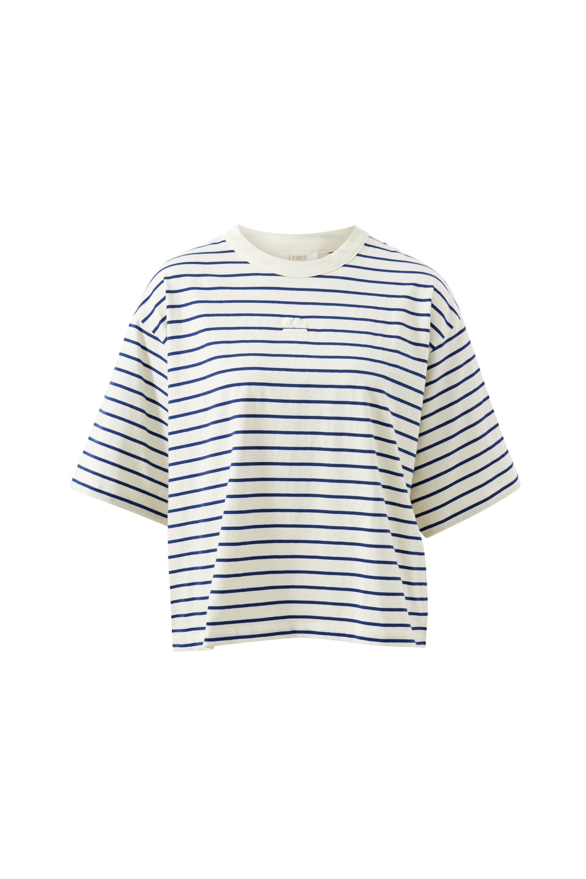 Phoebe Premium Tee milk prussian blue stripe