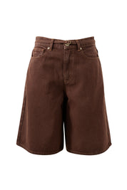 Olive Belted Denim Short Chocolate
