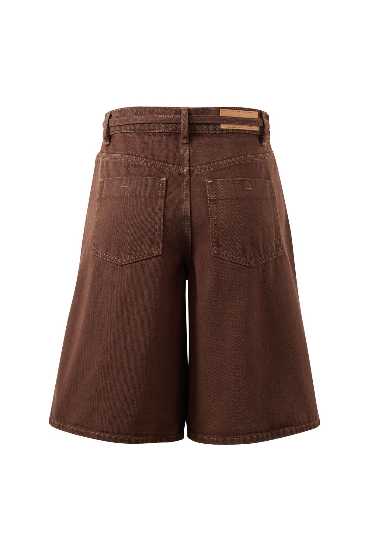 Olive Belted Denim Short Chocolate
