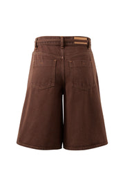 Olive Belted Denim Short Chocolate