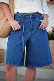 Olive Belted Denim Short Fresh Indigo
