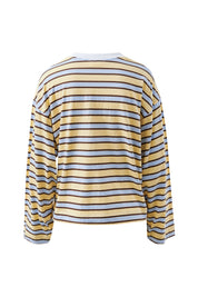 Beau Long Sleeve Slouchy Tee New Butter Brunette Stripe