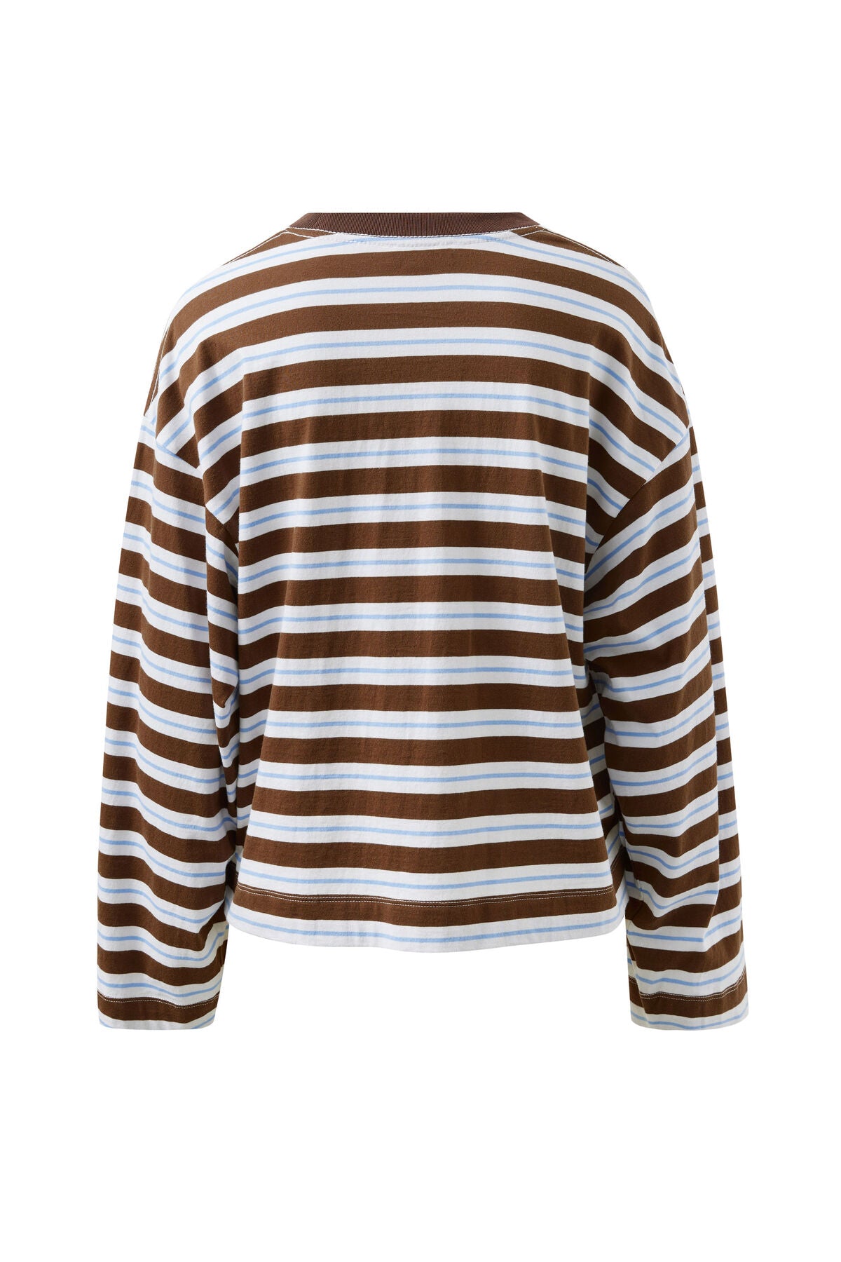 Beau Long Sleeve Slouchy Tee Cocoa Sky Blue Stripe