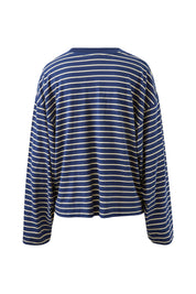 Beau Long Sleeve Slouchy Tee Heritage Navy Marshmallow Stripe