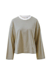 Beau Long Sleeve Slouchy Tee Heritage Navy Butter Stone stripe