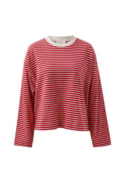 Beau Long Sleeve Slouchy Tee Mulberry Red Stone Stripe