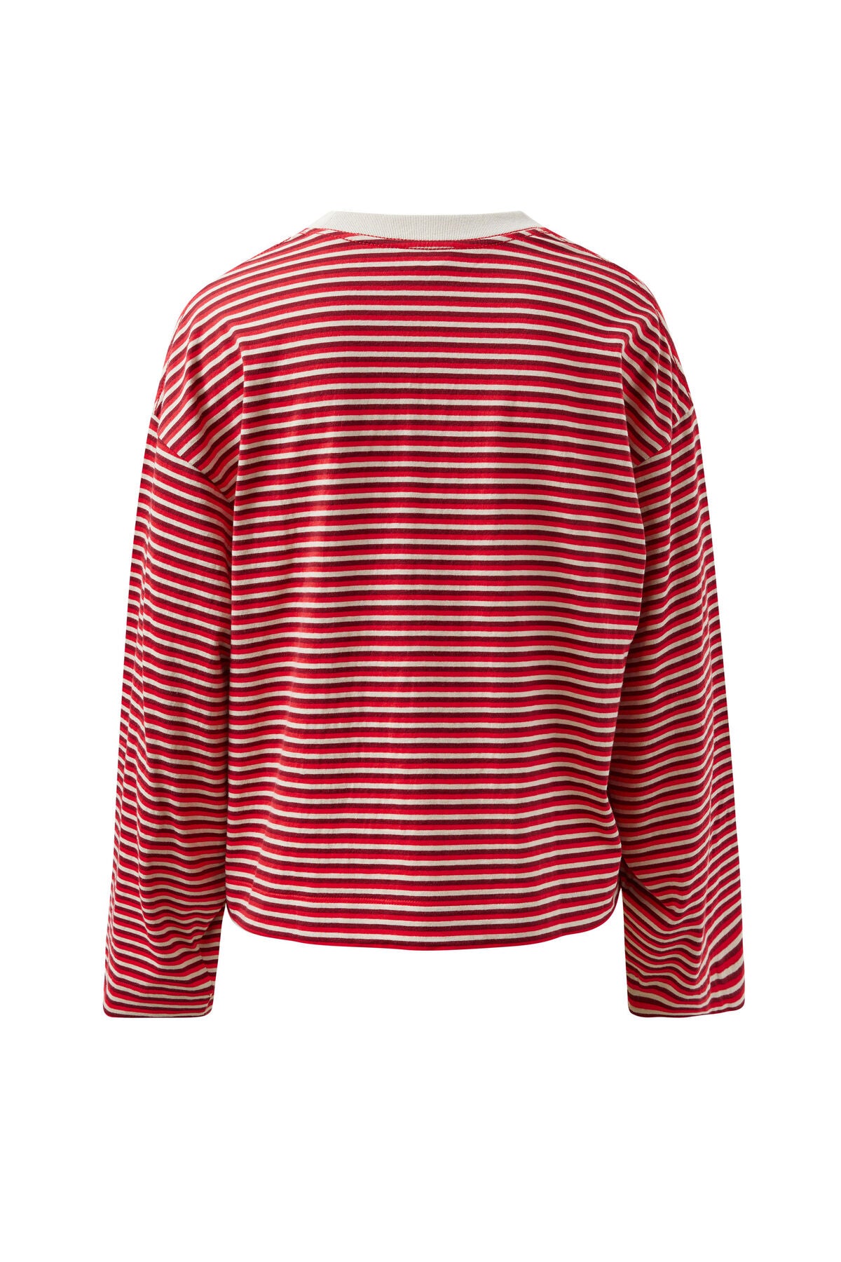 Beau Long Sleeve Slouchy Tee Mulberry Red Stone Stripe