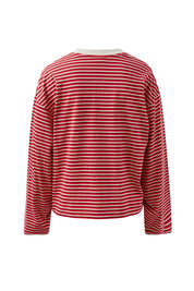 Beau Long Sleeve Slouchy Tee Mulberry Red Stone Stripe