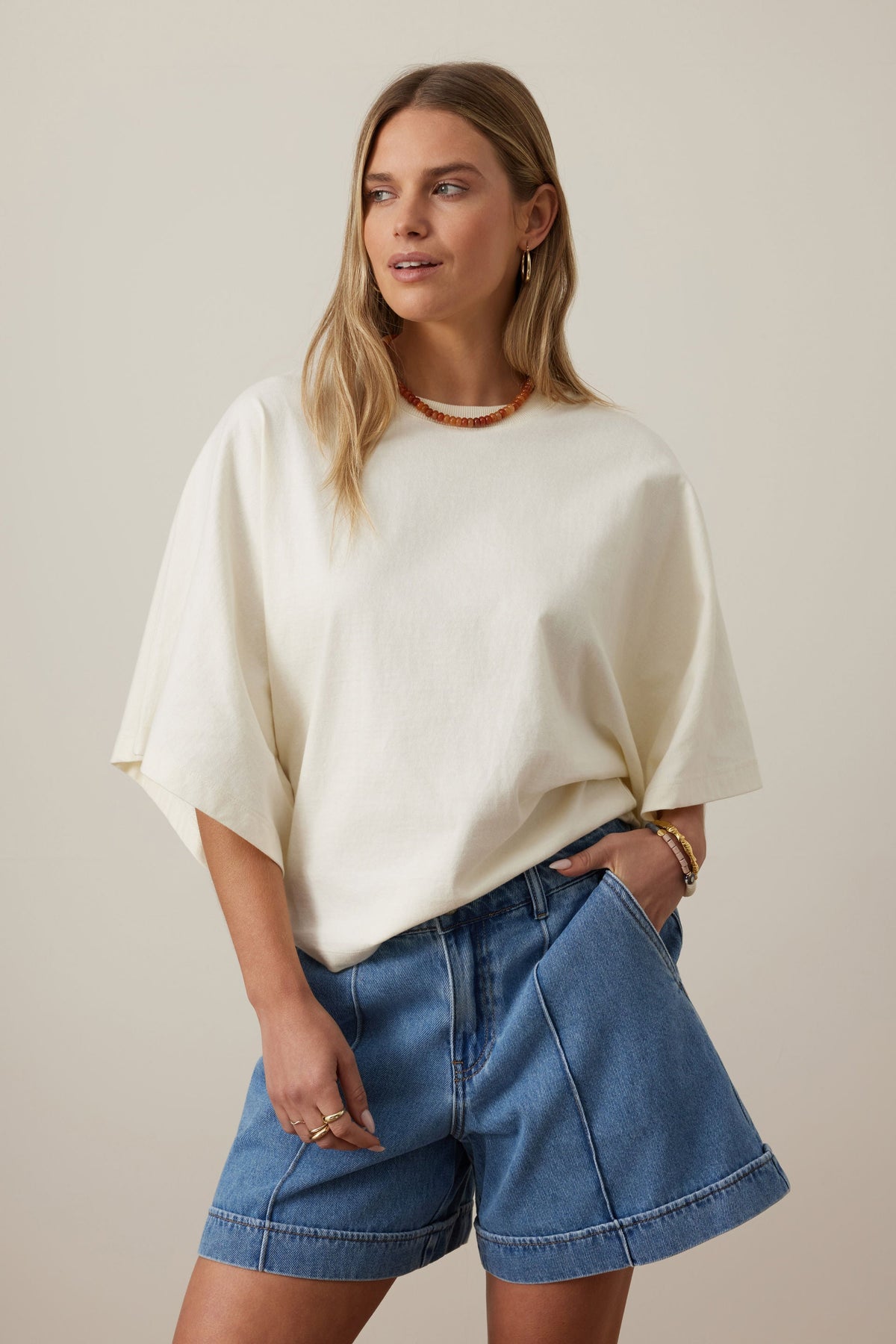 Lucy Tee Relaxed Sleeve Tee - Milk