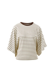 Lucy Relaxed Sleeve Tee milk brunette stripe
