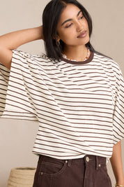 Lucy Relaxed Sleeve Tee milk brunette stripe