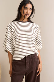 Lucy Relaxed Sleeve Tee milk brunette stripe