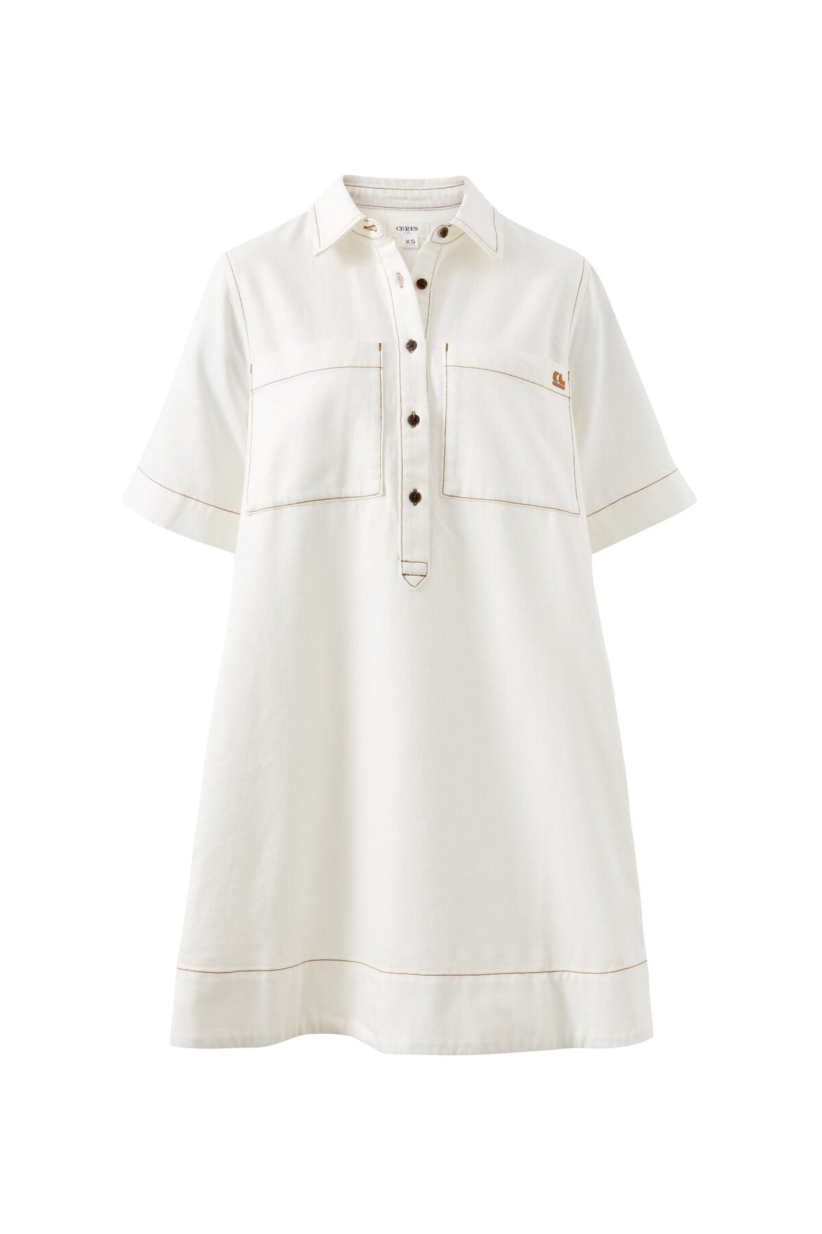 Milly Short Sleeve Mini Dress Fresh Ecru
