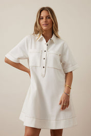 Milly Short Sleeve Mini Dress Fresh Ecru
