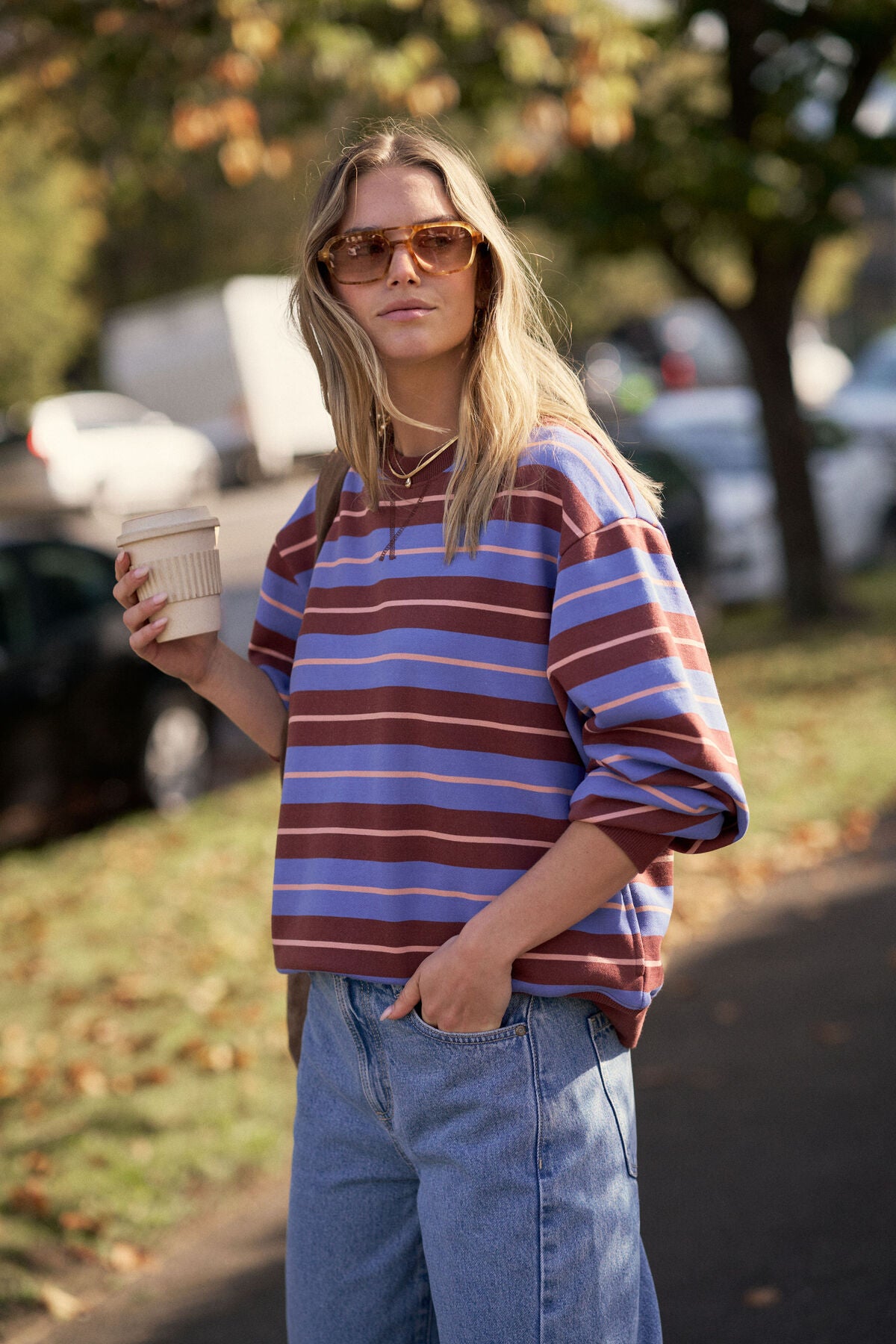 Romy CR Vintage Blue Pink Clay Burnt Toffee Stripe