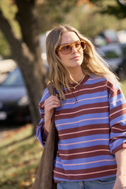 Romy CR Vintage Blue Pink Clay Burnt Toffee Stripe