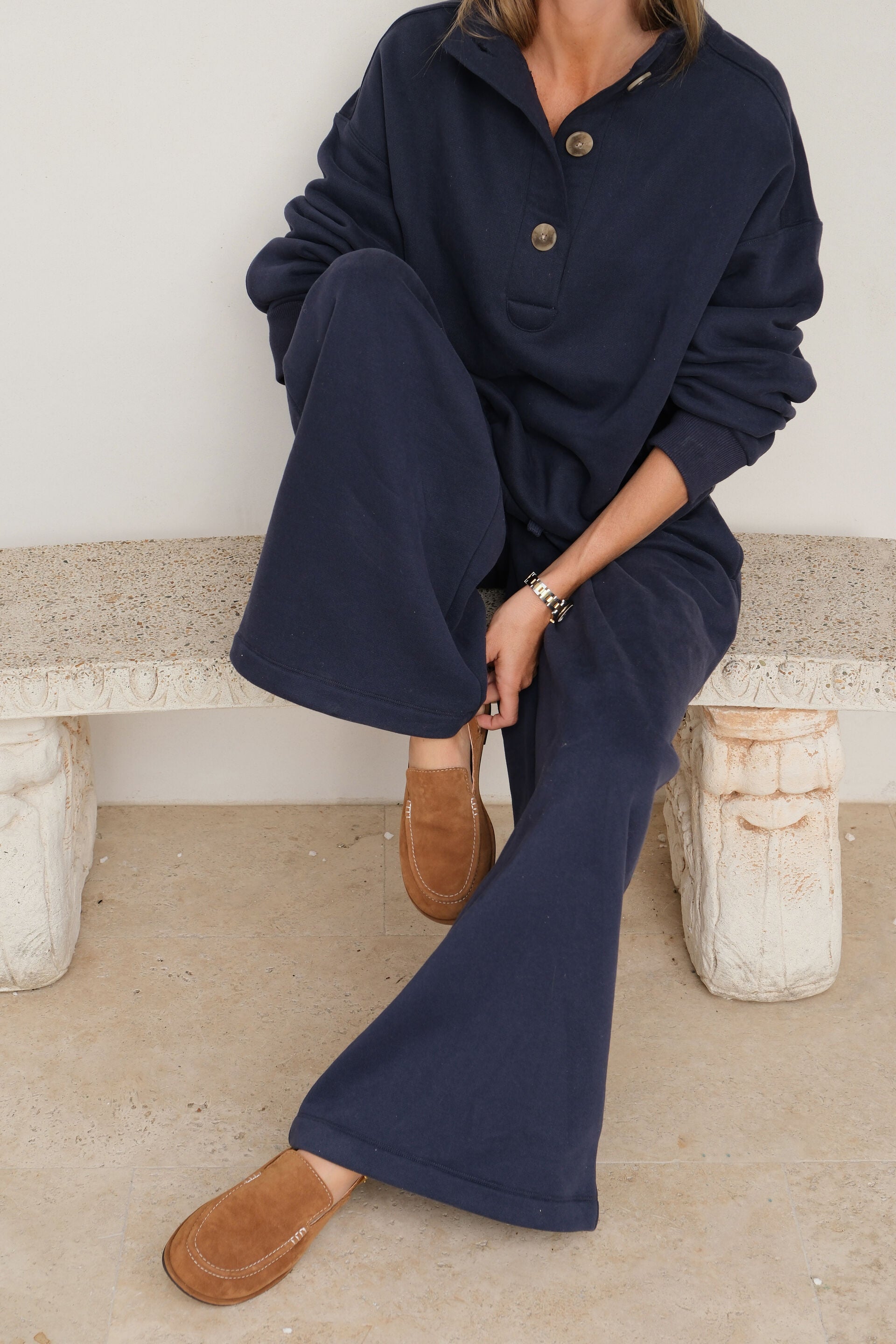 Marli Button Sweat Heritage Navy