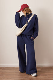 Ivy Wide Leg Trackpant Heritage Navy