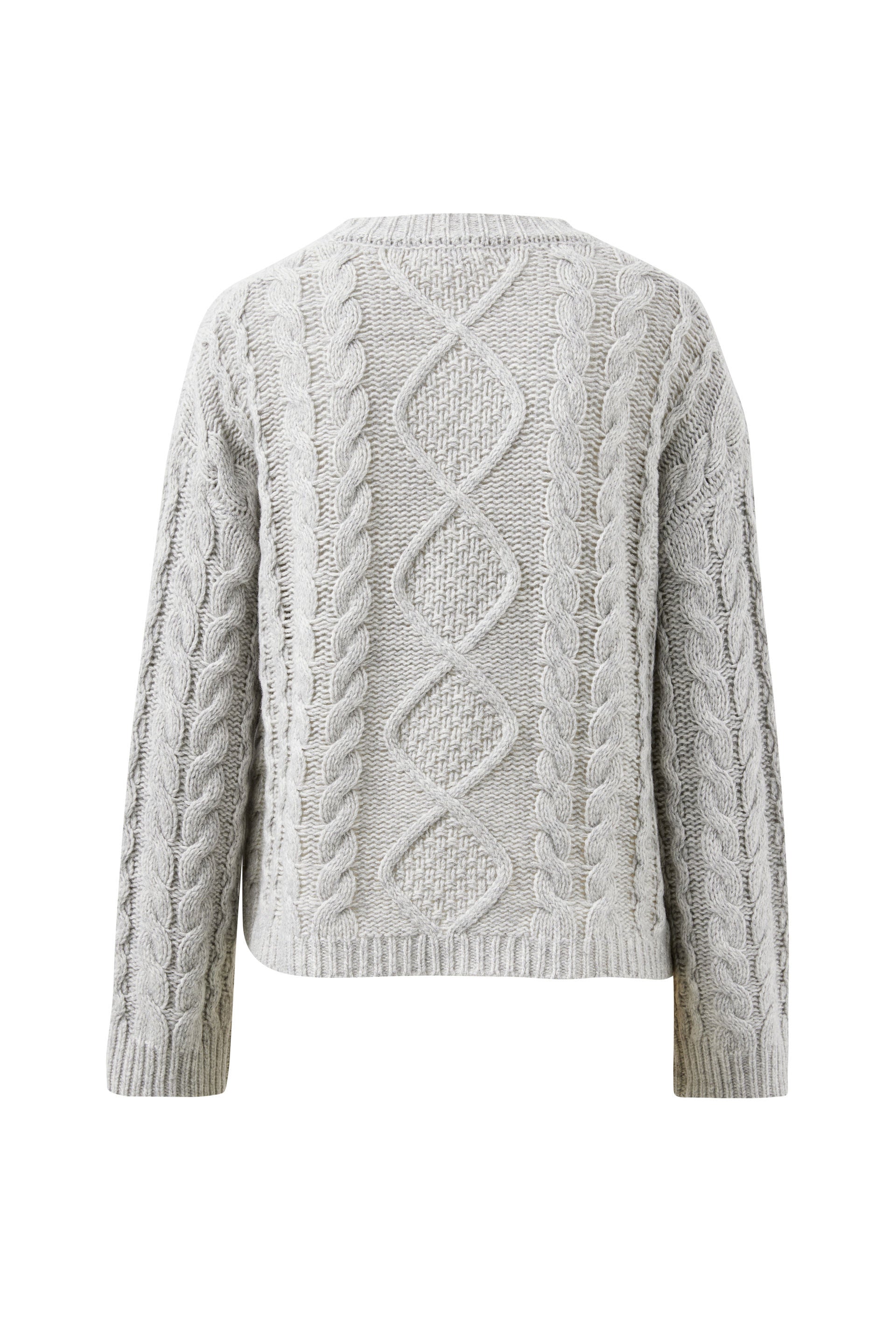 Enid Cable Knit Henley Silver Marle