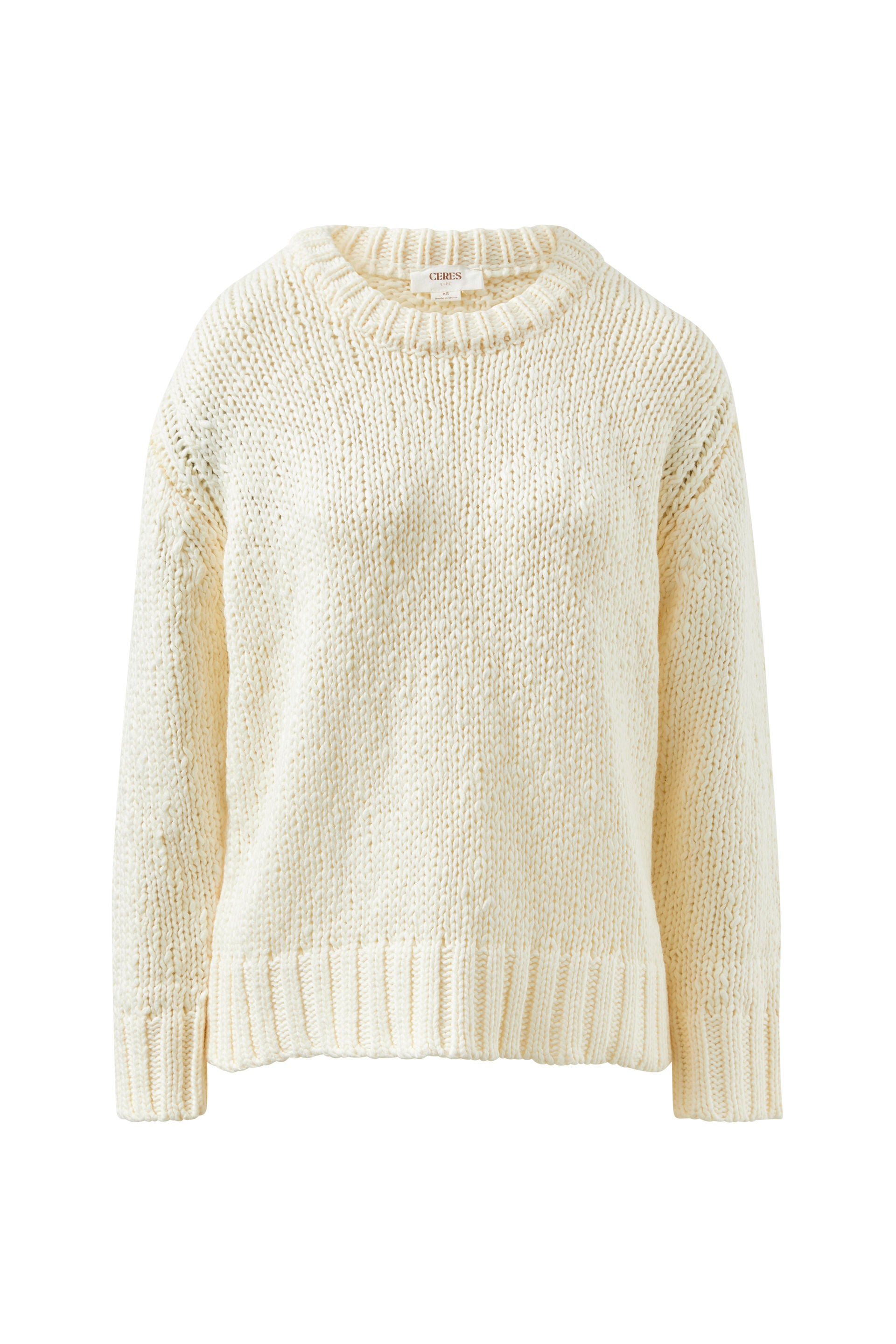 Sage Chunky Knit Crew Marshmellow