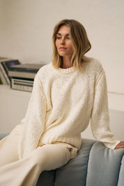 Sage Chunky Knit Crew Marshmellow