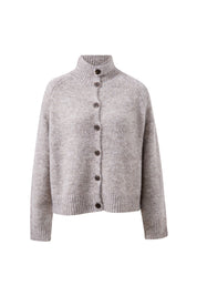 Riley Funnel Neck Tab Cardi/Taupe Marle