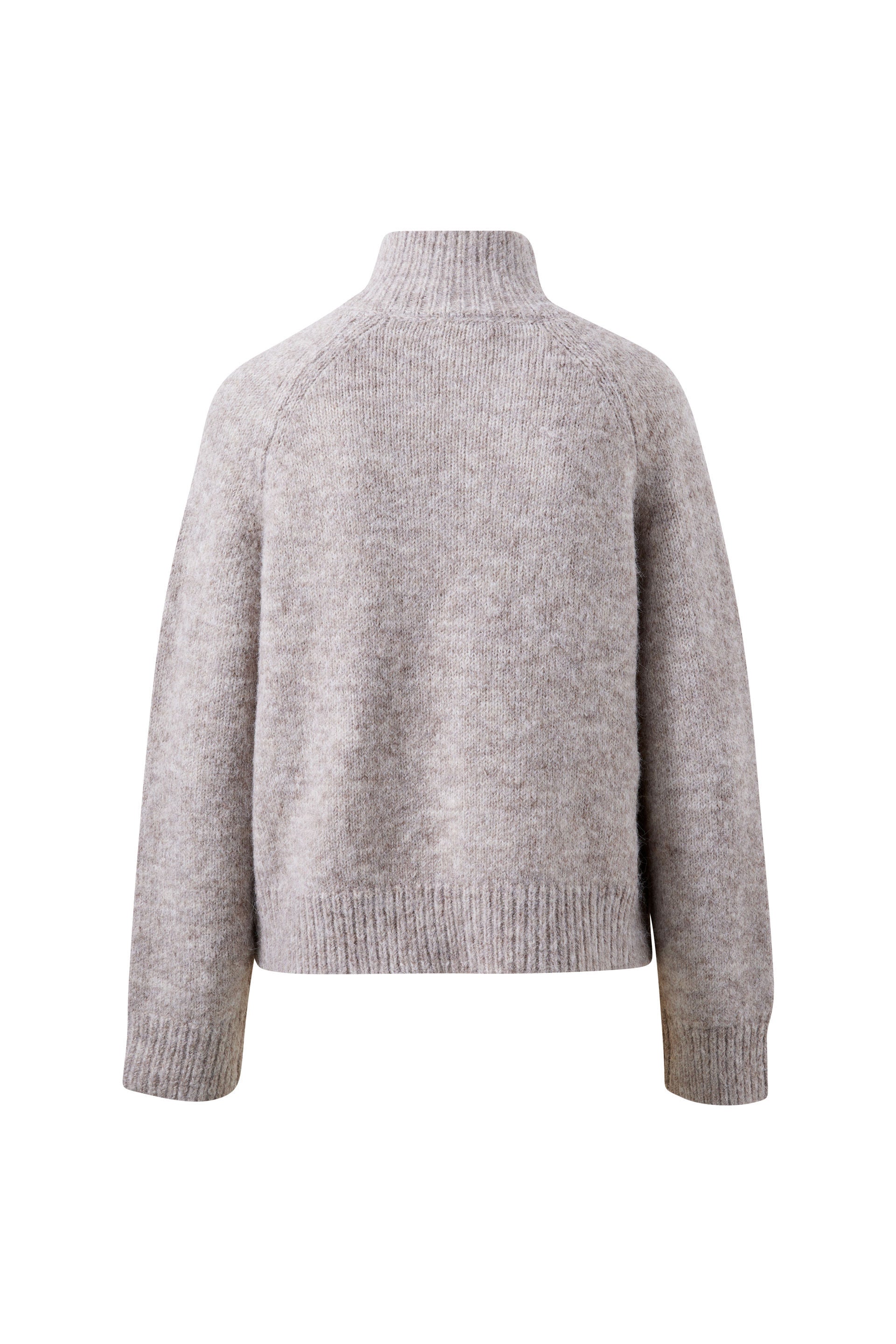 Riley Funnel Neck Tab Cardi/Taupe Marle